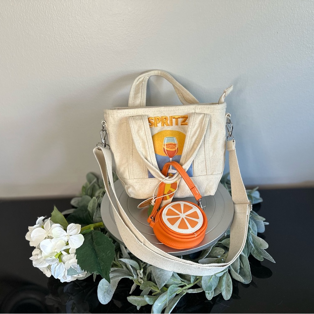 C&C California Spritz Mini Tote Bag With Orange Slice Bag Charm NWT